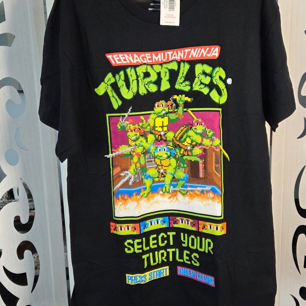 Teenage Mutant Ninja Turtles TMNT T Shirt Large 8 Bit Arcade Retro Gaming NWT